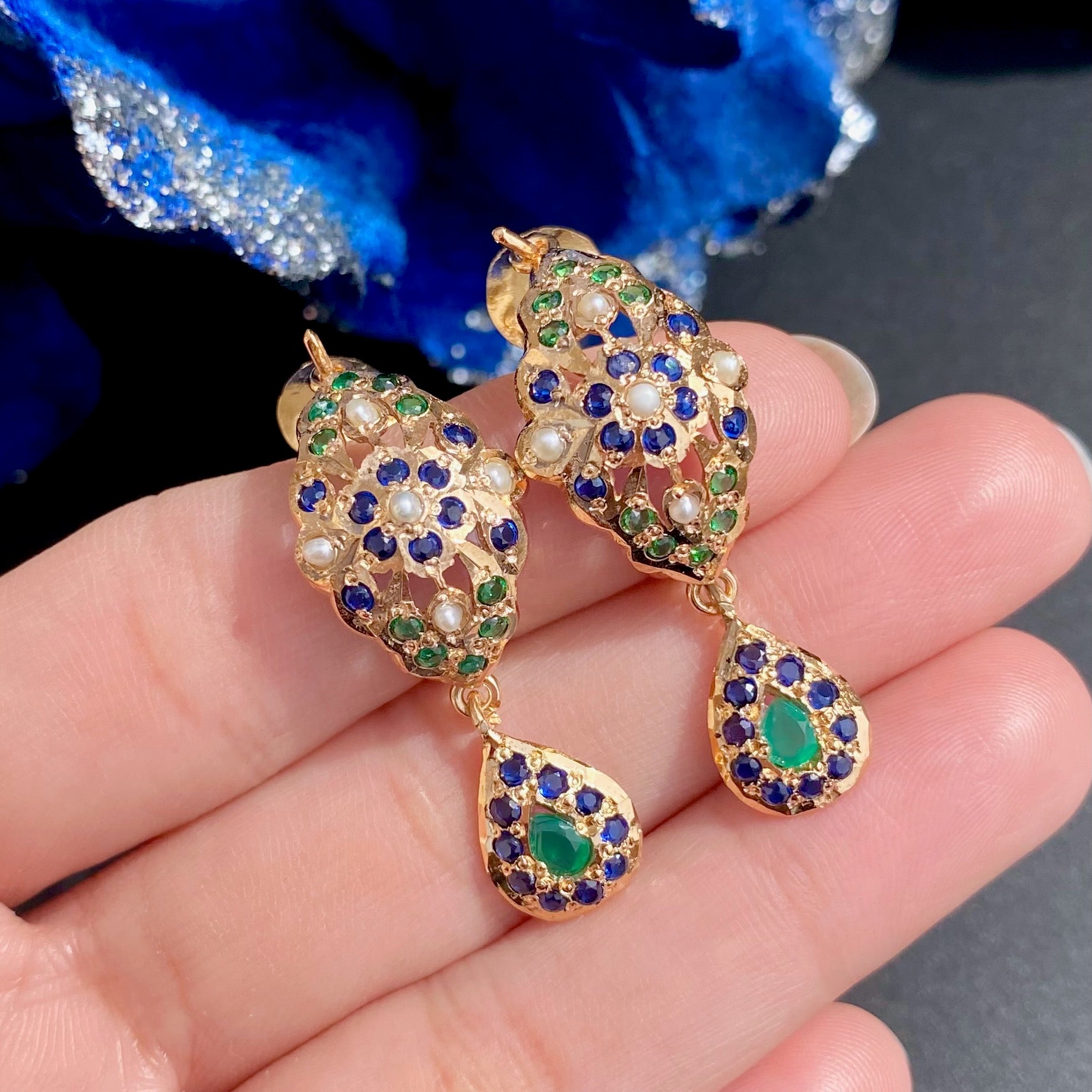 Cute Jadau Earrings For Girls | Gold Plated on Silver | Dainty Design