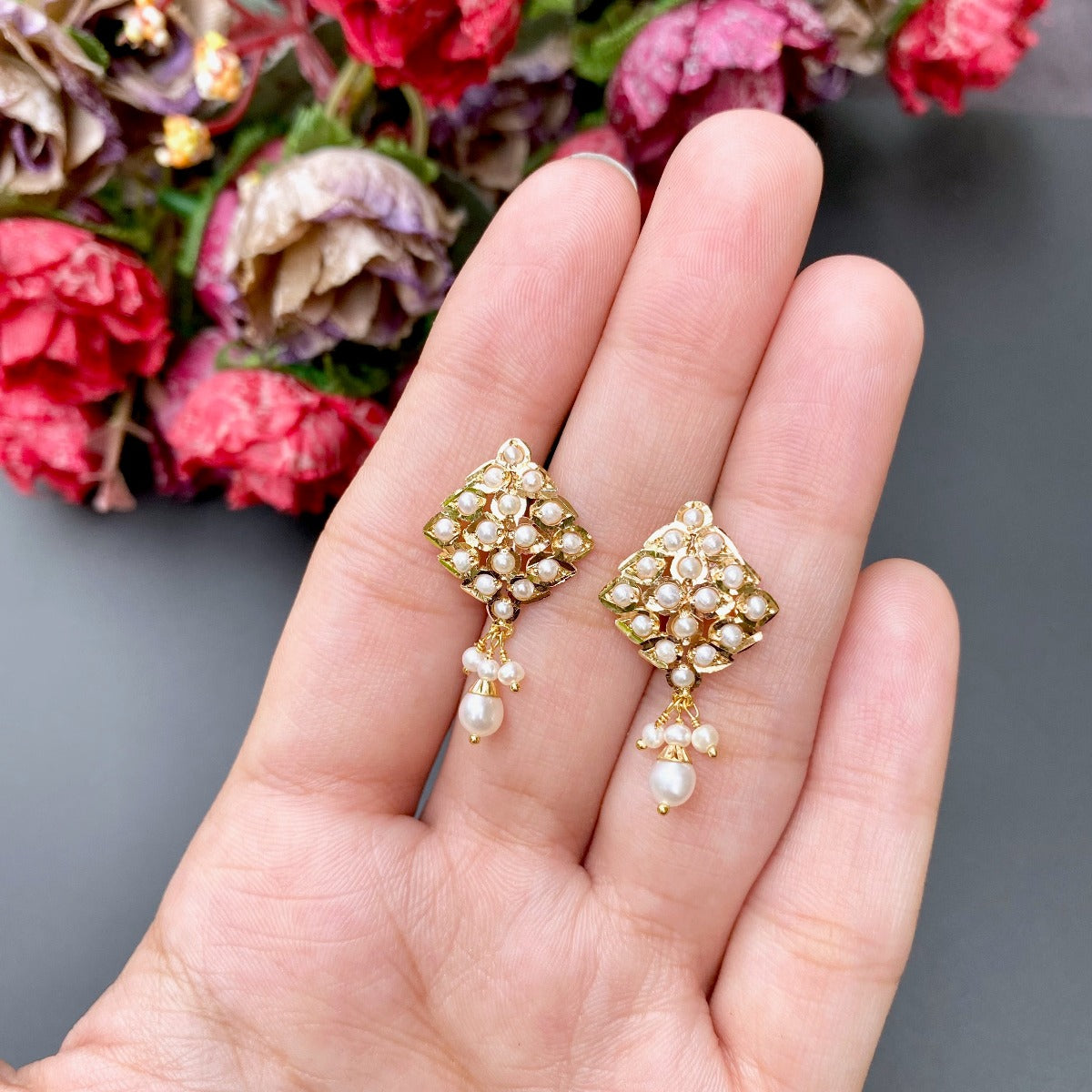 real gold jadau earrings under 10 grams